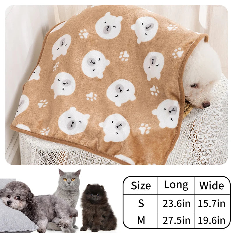 Warm Soft Pet Dog Blanket Mat Plush Thin Pet Sleeping Blanket for Dogs Warm Breathable Cat Cover Blanket Pet Dog Supplies